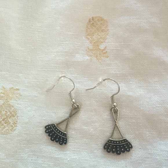 Anthropologie Black and Silver Fan Earrings - Picture 2 of 2